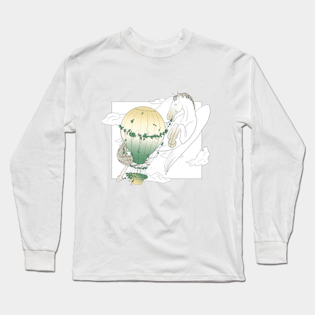 Pegasus and airballoon 2 Long Sleeve T-Shirt by Taisiia